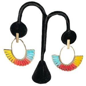 Multicolor Weaved Fan Earrings